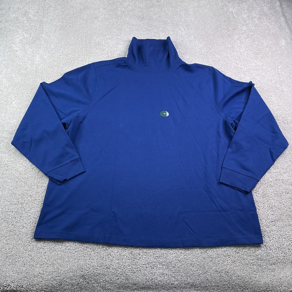 NEW LL Bean Shirt Womens 3X Blue Interlock Turtleneck Long Sleeve Base Layer NWT